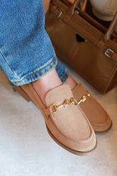 Caroline Loafer Flats in Camel Suede