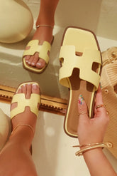 Lori Slip-On Flat Sandals in Yellow