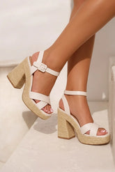 Xoch Platform Espadrille Heels in Bone