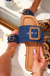 Paradise Steps Denim Slip-On Flat Sandals