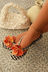 Isla Bonita Gingham Slip-On Sandals in Black