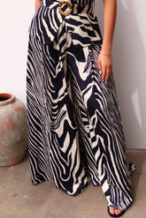 Zandaya Zebra Pleated Wide Leg Trousers