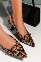Amaya Slingback Mid Heel Pumps in Leopard Print