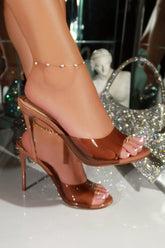Lolita Clear Single Sole Mules in Tan