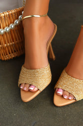 Noemi Natural Raffia Mule Heels