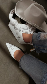 Lauryn White Pump Heel Mules