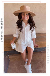 Mini Primavera Kids Flat Brim Hat - Nude