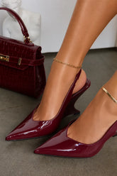 Kayla Wine Wedge Slingback Heels