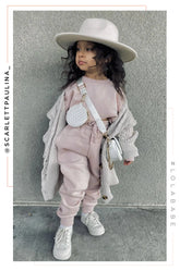 Kids' Cozy Jogger Pants in Light Pink