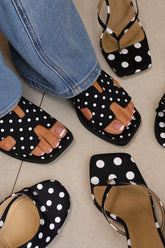 Lori Polka Dot Slip-On Flat Sandals in Black