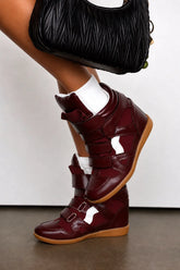 Gigi Wedge Sneakers in Burgundy