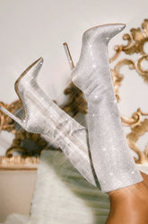 Silver After Party Embellished High Heel Boots