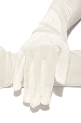 So Tempting Faux Velvet Gloves in White