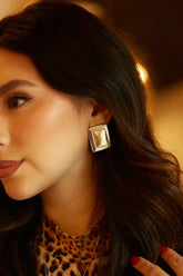 Karoly Rectangle Earring - Gold Silver