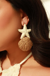 Keira Seashell Statement Earring in Ivory Tan