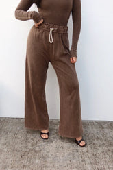 Levie Wide Leg Lounge Pant in Dark Nude