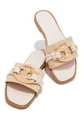 Ocean Kiss Flat Slip-On Sandals in Bone