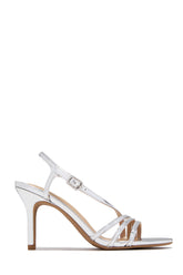 Karina Strappy Single Sole Heels in Silver