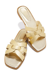 Arely Flat Slip-On Sandals in Gold