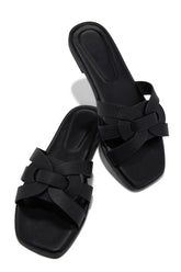Arely Flat Slip-On Sandals in Black
