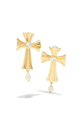 Ynez Statement Cross Earring in Gold