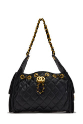 Camila Quilted Shoulder Bag in Black