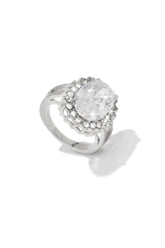 Pretty Glares Embellished Statement Ring - Silver
