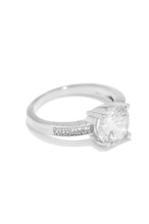 Flawless Night Embellished Ring - Silver
