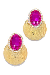Fuchsia Stone Embellished Earring for Weekend Gala