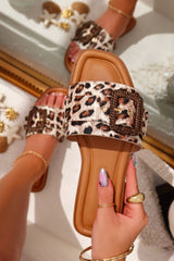 Paradise Steps Leopard Slip-On Flat Sandals