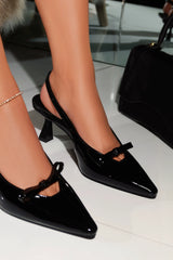 Amaya Slingback Mid Heel Pumps in Black