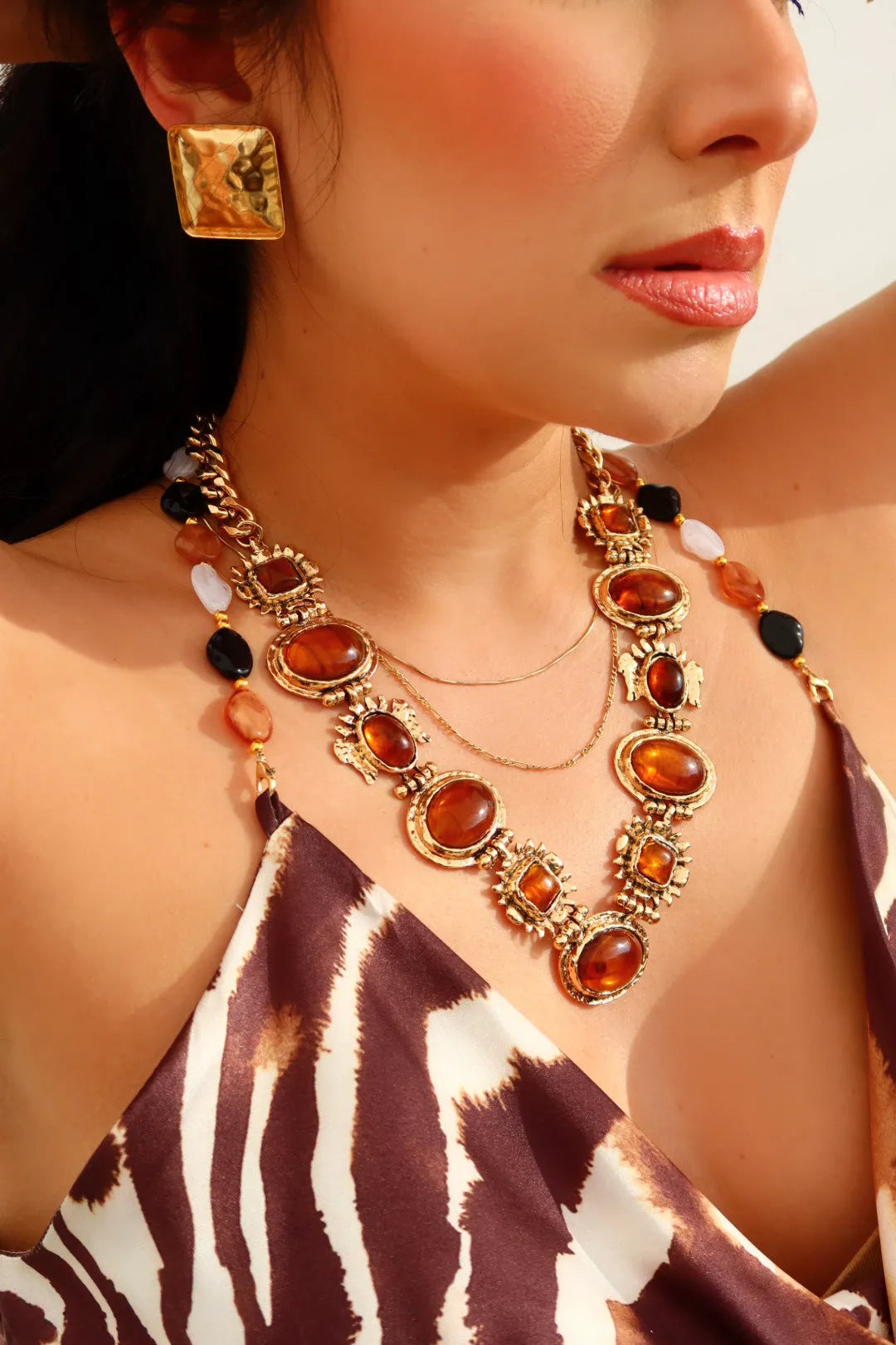 Helayna Statement Necklace in Gold