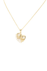 Mom Heart Necklace in Gold with CZ Stones