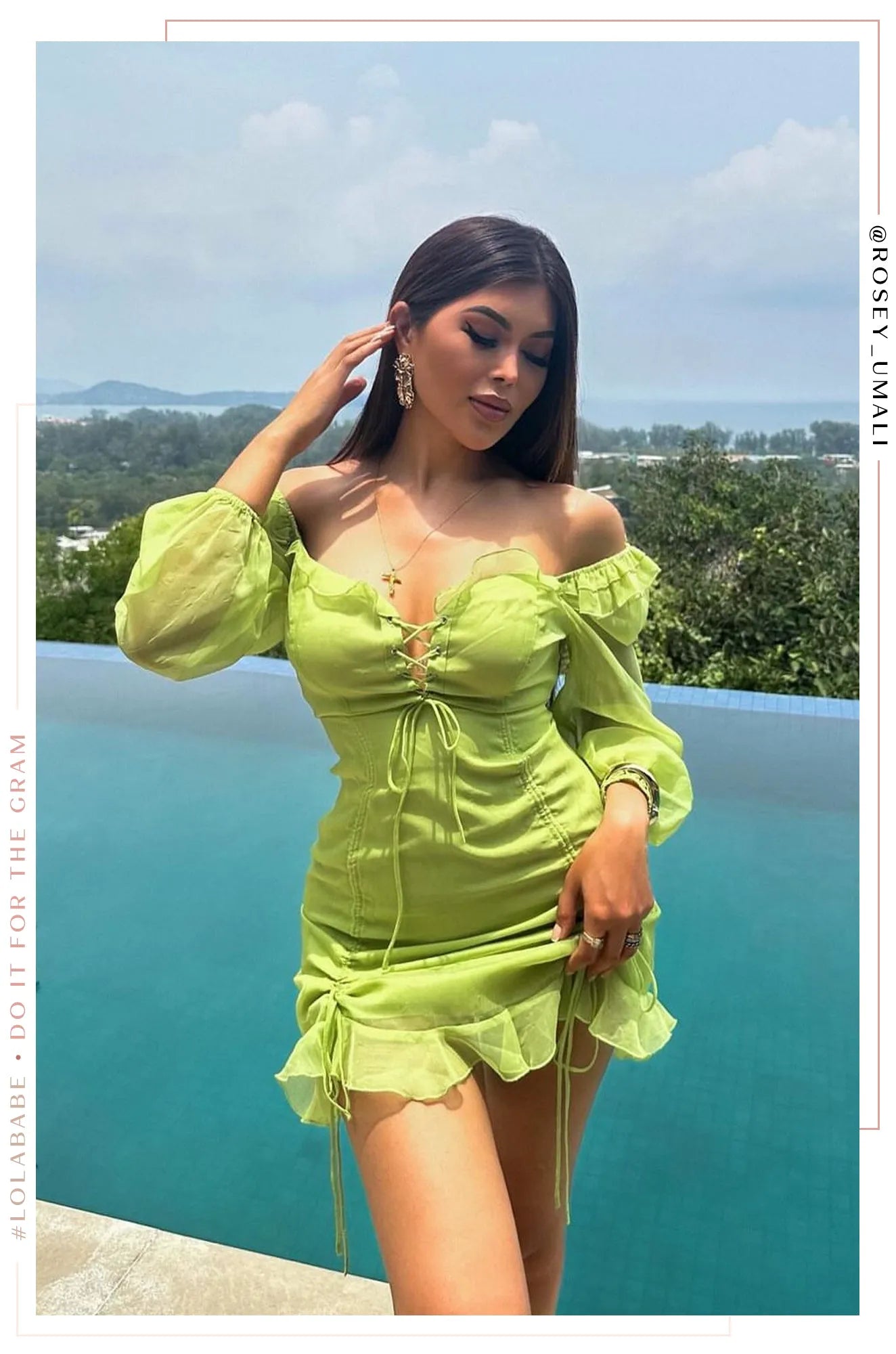 Railey Long Sleeve Mini Dress in Lime