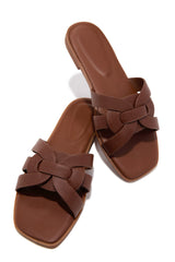 Arely Flat Slip-On Sandals in Brown