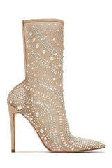 Jaw-Dropping Embellished Ankle Boots in Nude