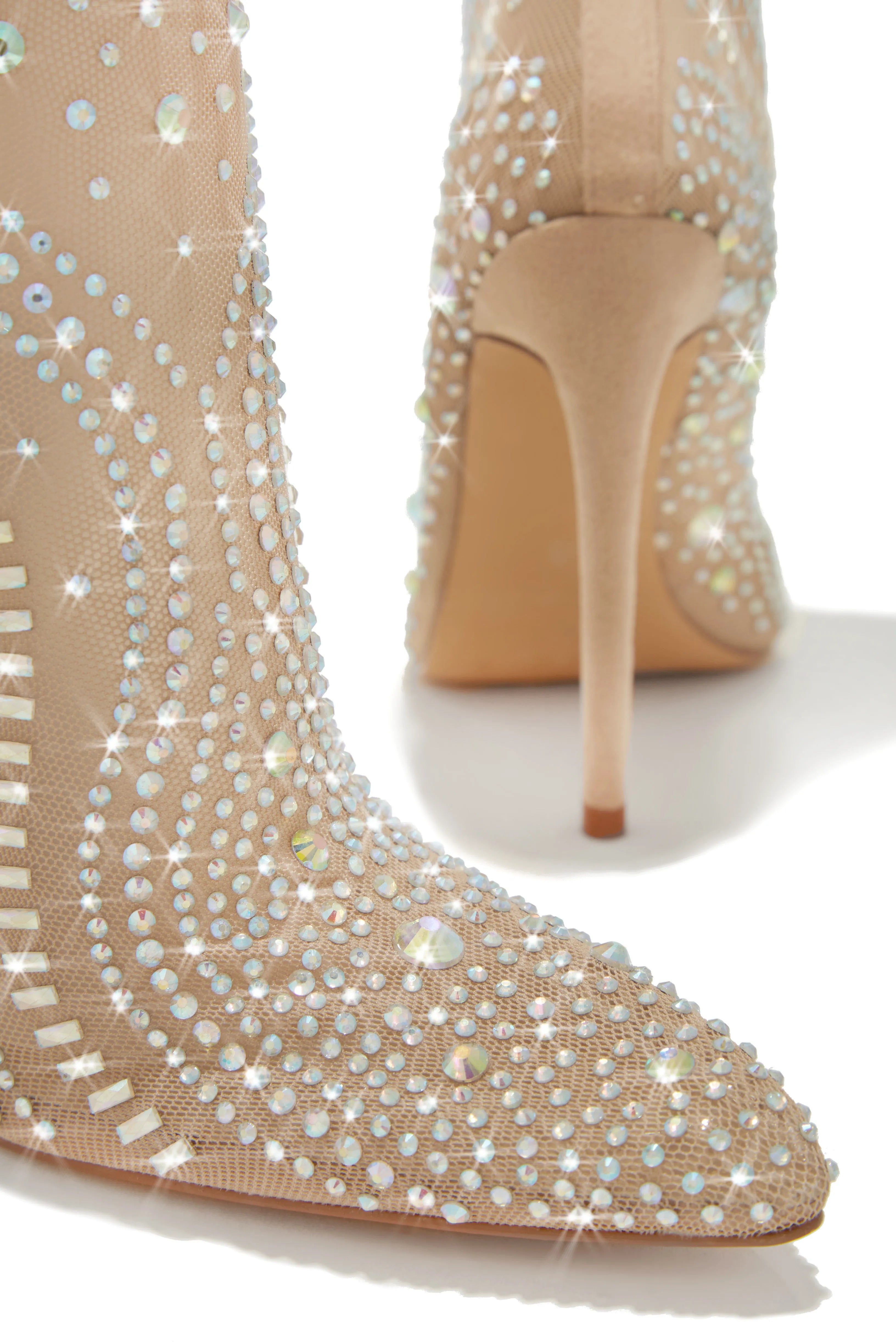 Jaw-Dropping Embellished Ankle Boots in Nude