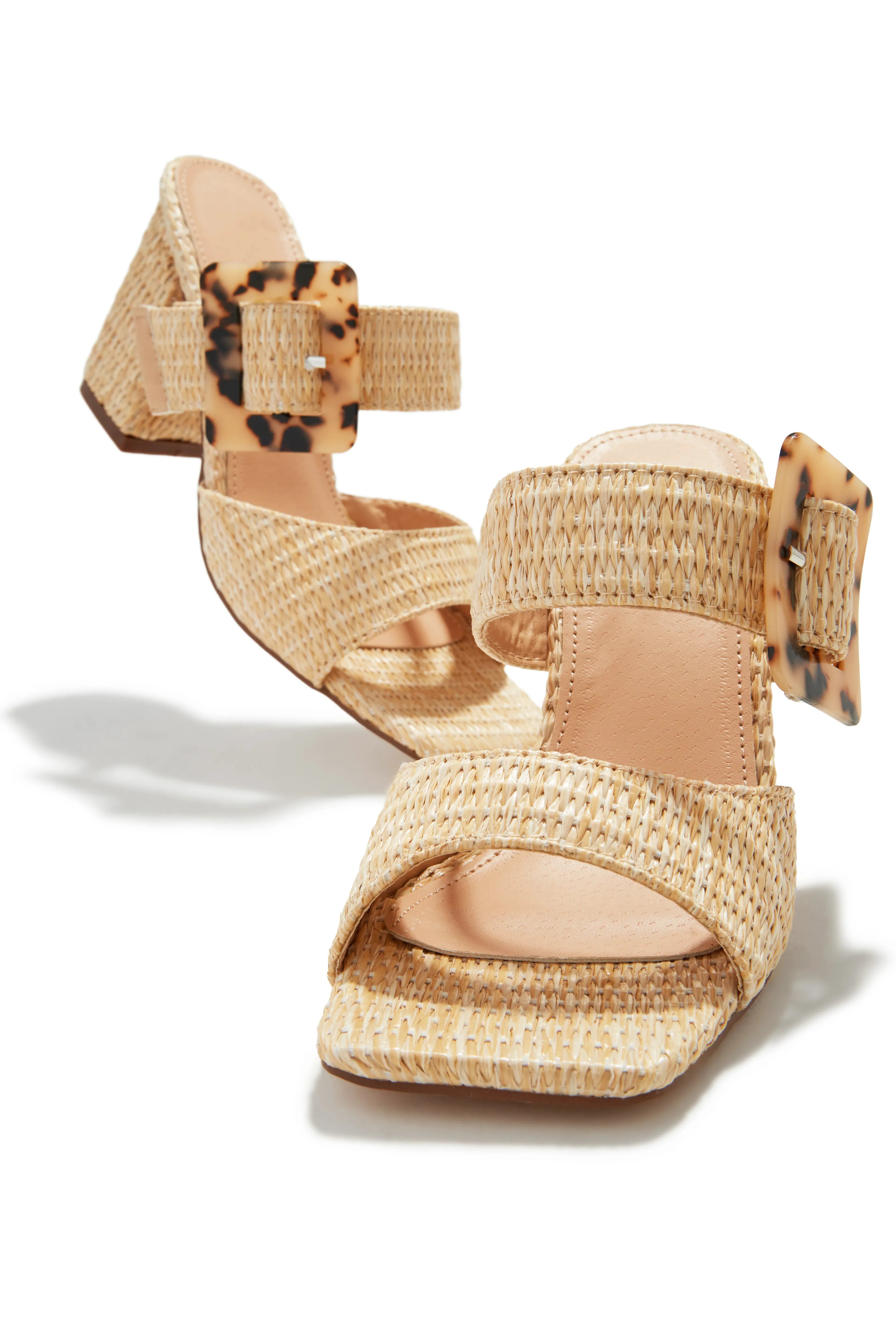 Naya Block Heel Mules in Nude