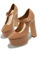 Bella Camel Block Heels