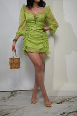 Railey Long Sleeve Mini Dress in Lime